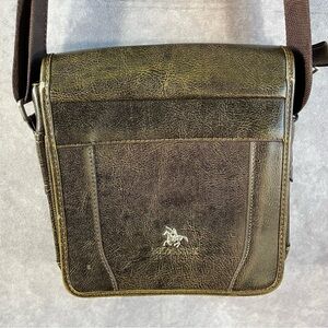 Vintage Brown Leather Aston USA Sling Crossbody Messenger Bag‎ Satchel Travel